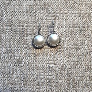 Silver Tone Faux Pearl Earrings